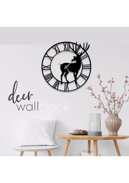 Modern metal geyik figürlü duvar saati, 45x45 cm, şık ve kullanışlı tasarım fiyatları