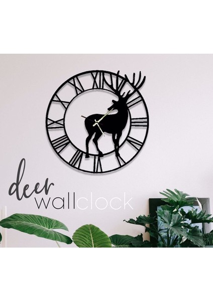 Modern metal geyik figürlü duvar saati, 45x45 cm, şık ve kullanışlı tasarım fırsatları