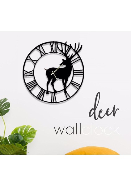 Modern metal geyik figürlü duvar saati, 45x45 cm, şık ve kullanışlı tasarım indirimleri