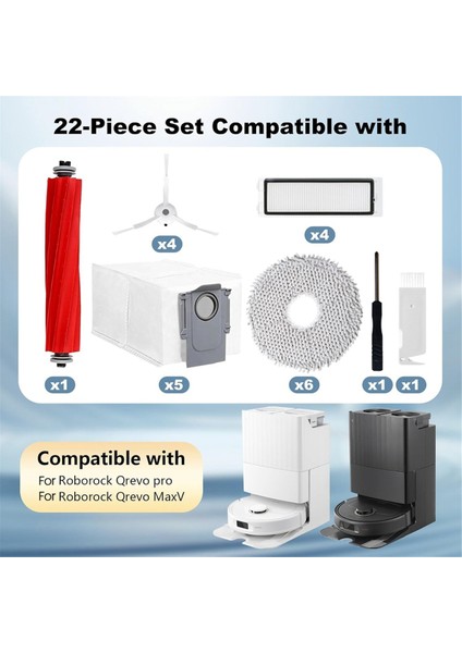 Roborock Qrevo Pro/qrevo S/qrevo Maxv Elektrikli Süpürge Aksesuarları Ana Yan Fırça Hepa Filtre Paspas Bezi Toz Torbaları (Yurt Dışından) fiyatları