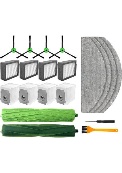 Irobot Roomba Combo I5, I5+, J5, J5 Plus Yedek Parçalar Aksesuarlar Ana Yan Fırça Filtre Paspas Toz Torbası A ile Uyumludur (Yurt Dışından)