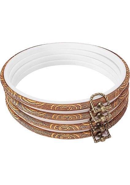 4 Adet 8.4 Inç Nakış Kasnakları Taklit Ahşap Sergileme Çerçevesi Toplu Daire Nakış Kasnakları (Yurt Dışından)