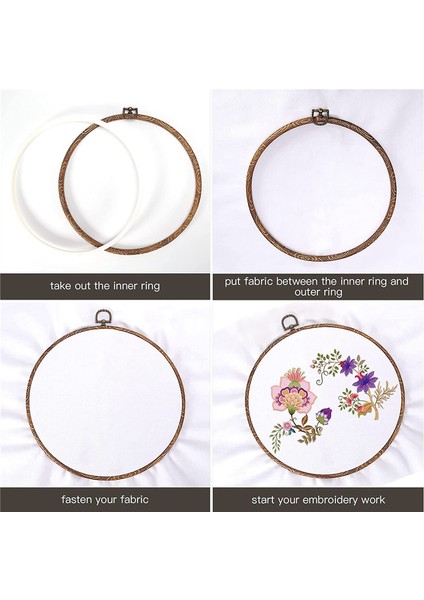 4 Adet 8.4 Inç Nakış Kasnakları Taklit Ahşap Sergileme Çerçevesi Toplu Daire Nakış Kasnakları (Yurt Dışından) modelleri