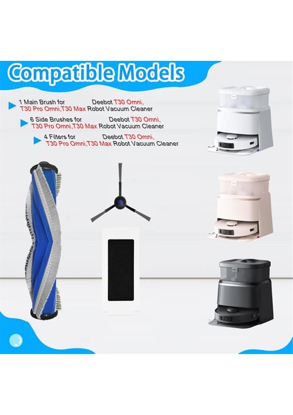 Ecovacs Deebot T30 Omni, T30 Pro Omni, T30 Max Elektrikli Süpürge Ana Yan Fırça Hepa Filtre Yedek Parçaları (Yurt Dışından) fiyatları