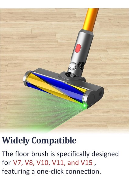 Dyson V7 V8 V10 V11 V15 Elektrikli Zemin Fırçası Başlığı Yeşil LED Işıklı Vakum Bağlantı Başlığı Silindir Fırça Başlığı (Yurt Dışından) modelleri