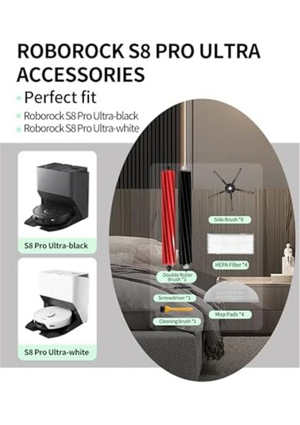 Roborock S8 / S8+ / S8 Pro Ultra Robot Süpürge Ana Yan Fırça Hepa Filtre Paspas Bezi Toz Torbaları (Yurt Dışından) fiyatları