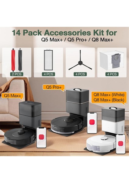 Roborock Q5 Max+ Q5 Pro+ Q8 Max+ Robot Süpürgeler Ana Yan Fırça Hepa Filtre Toz Torbaları Yedek Parçaları (Yurt Dışından) modelleri