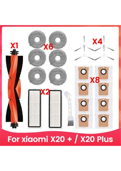 Toz Torbası Paspas Bezi Ana Yan Fırça Hepa Filtresi Xiaomi Robot Süpürge X20 + / X20 Plus Robot Süpürge Aksesuarları (Yurt Dışından)