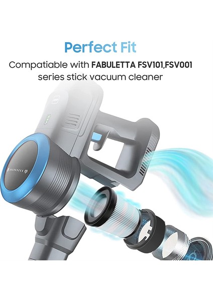 Fabuletta FSV101, FSV001 24 Kpa Kablosuz Dikey Elektrikli Süpürge Serisi Için 6 Adet Hepa Filtre (Yurt Dışından)