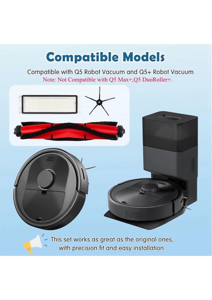 Roborock Q5 / Q5+ Plus Robot Süpürge Ana Yan Fırça Hepa Filtre Yedek Parça Aksesuarları (Yurt Dışından) fiyatları