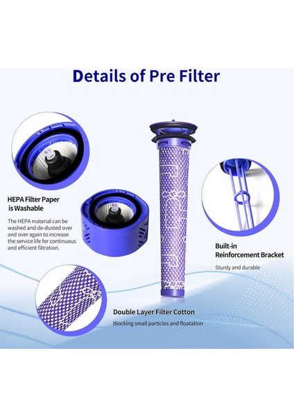 Dyson V6 Serisi Elektrikli Süpürge Için Silindir Fırçaları Yedekleri ve Filtreler Ön Filtreler Son Filtreler Parça 967157-01,966741-01 (Yurt Dışından) fırsatları