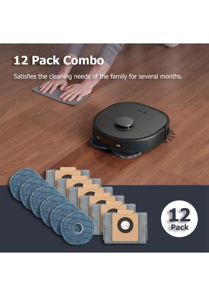 12'li Paket Robot Süpürge Yedek Aksesuarları Eufy X10 Pro Omni Için Yedek Toz Torbaları ve Paspas Pedleri (Yurt Dışından) fırsatları