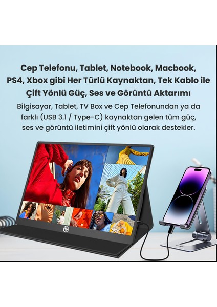 NPM6144 15.6" Fhd 5ms144Hz Type-C Telefon&oyun Konsolu Uyumlu Metal Kasa Taşınabilir Monitör indirimleri