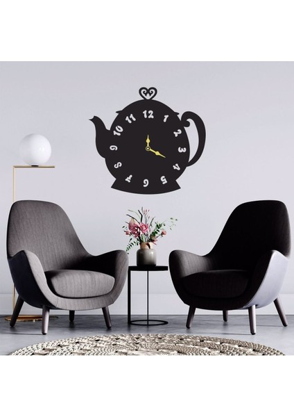 Rakamlı Çaydanlık ve AhşapDuvar Saati, Çok Renkli, Modern Stil