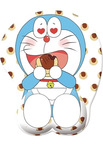 Doraemon Bileklik Mouse Pad 3D Çizgi Film Bileklik El Desteği Pedi Silikon Mouse Pad Üç Boyutlu Bilek Desteği Pedi Silikon Bileklik (Yurt Dışından)