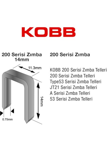 KBZ214 14 mm 2500 Adet 200 Serisi Ağır Hizmet Tipi Zımba Teli