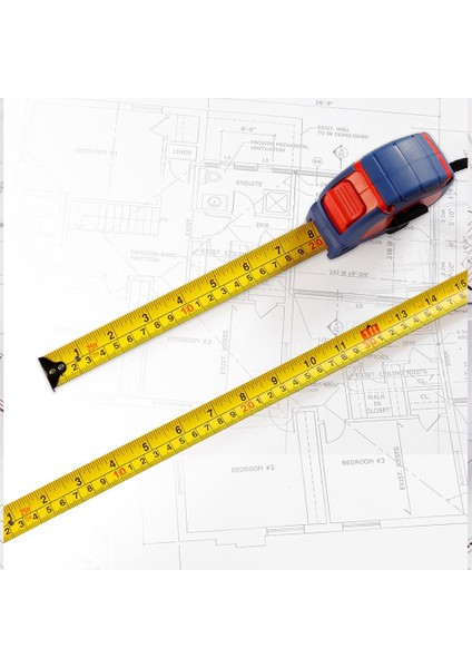 WP261009 5MX19MM/16FT. Naylon Kaplama Sarı Çelik Şerit Metre