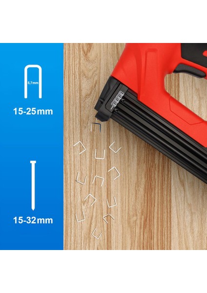 KBZ90 15-25 mm Zımba ve 15-32 mm Profesyonel Çivi Çakma Makinesi + 3000 Adet Yedek Zımba ve Çivi