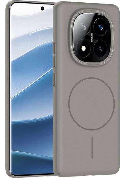 Redmi Note 14 Pro Plus Kılıf Magsafe Şarj Özellikli Zore Ruby Silikon Kapak - Gri