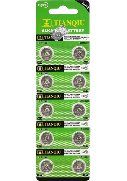 Buton Pil - Saat Lazer Hesap Makinesi Pili 10LU Paket AG10 - LR1130H - 389A -1.55V (7272)