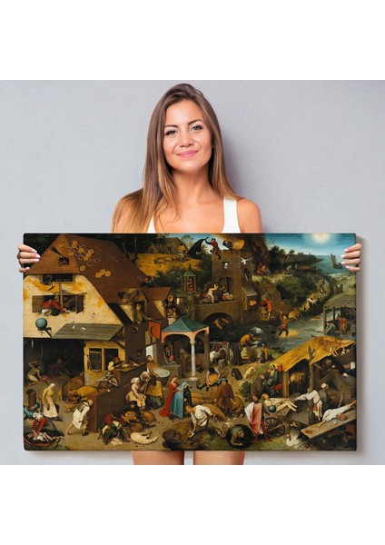 Yaşlı Pieter Brueghel - Hollanda Atasözleri Mavi Pelerin TABLO-7267 fiyatları