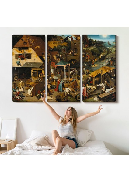Yaşlı Pieter Brueghel - Hollanda Atasözleri Mavi Pelerin TABLO-7267 indirimleri
