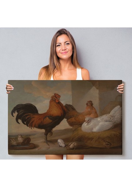 Francis Barlow - Evcil Horoz, Tavuklar ve Civcivler TABLOSU-7067 fiyatları