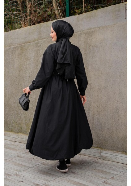 Balon Tasarım Poplin Elbise-Siyah modelleri