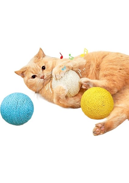 10 Cm'den Büyük Sisal Top Can Sıkıntısını Gidermek Için Kendi Kendine Eğlence Aracı, Kedi Kızdırma, Diş Çıkarma ve Çiğneme Sesi Topu Kedi Oyuncağı (Yurt Dışından)