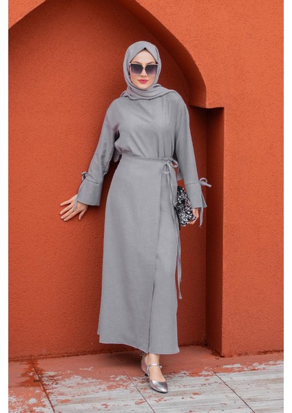 Anvelop Bağlamalı Etek Bluz Takım-Gri modelleri