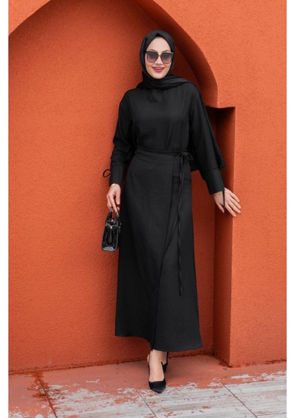 Anvelop Bağlamalı Etek Bluz Takım-Siyah