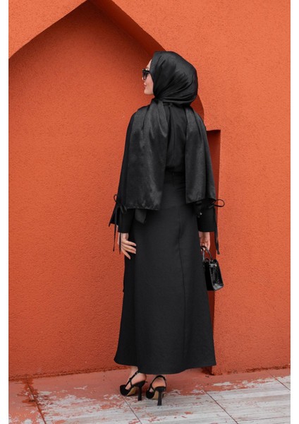 Anvelop Bağlamalı Etek Bluz Takım-Siyah modelleri