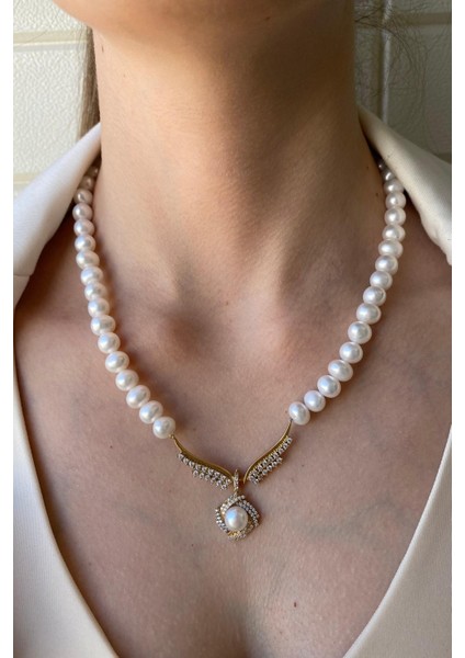 14 Ayar Altın 6 mm Rüzgar Gülü Doğal İnci Küpe Kolye Yüzük Üçlü Set modelleri