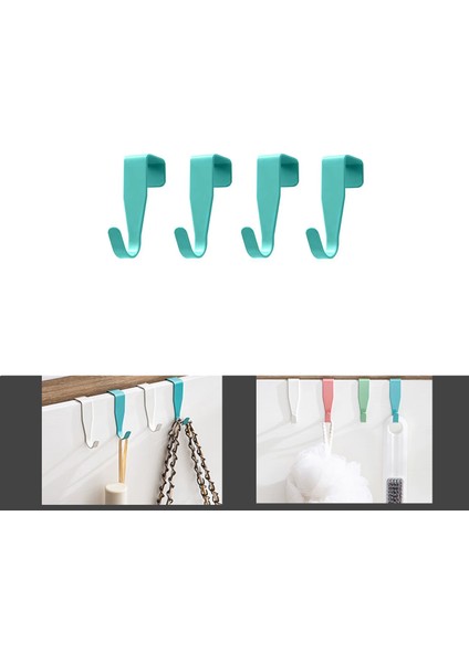 Sert Abs Plastik Çok Amaçlı Mutfak Dolabı Kapı Duşakabin Vb Alanlar Için Plastik Askılık Kanca 4lü Set - AL4988