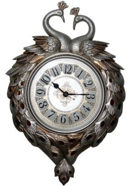 Çok Renkli Tavuskuşu Duvar Saati, Retro Stil, 9,2x23,5 cm