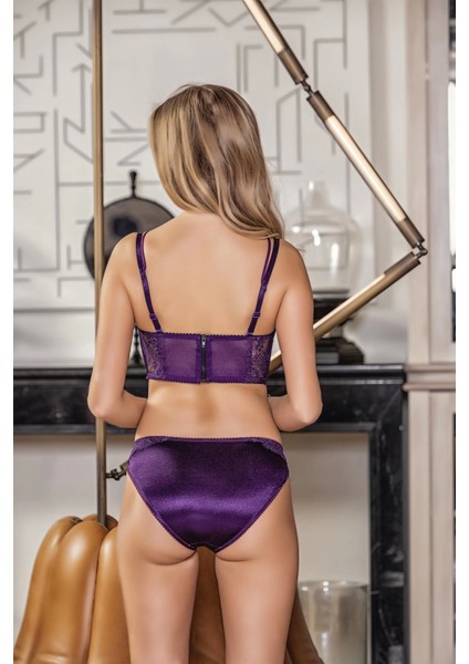 - Straplez Bralet ve Slip Külot Takım Mor (MGP31571)