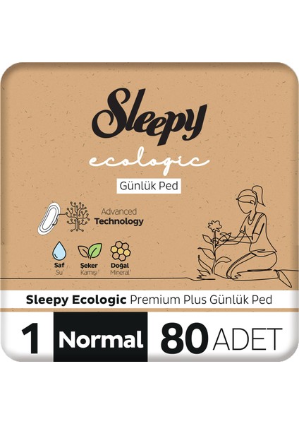 Ecologic premium Plus Günlük Ped Normal 80 Adet Ped