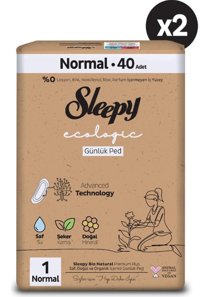 Ecologic premium Plus Günlük Ped Normal 80 Adet Ped
