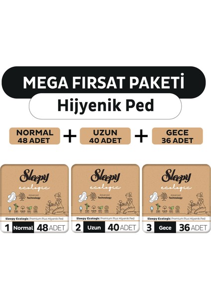 Ecologic Premium Plus Hijyenik Ped 124 Adet Ped Mega Fırsat Paketi