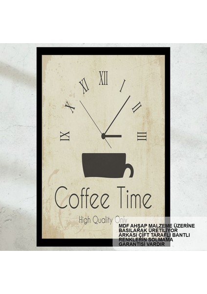 Kahve Saati Zamanı Ev Mutfak Kafe Dekorasyon Tablo Retro Ahşap Poster