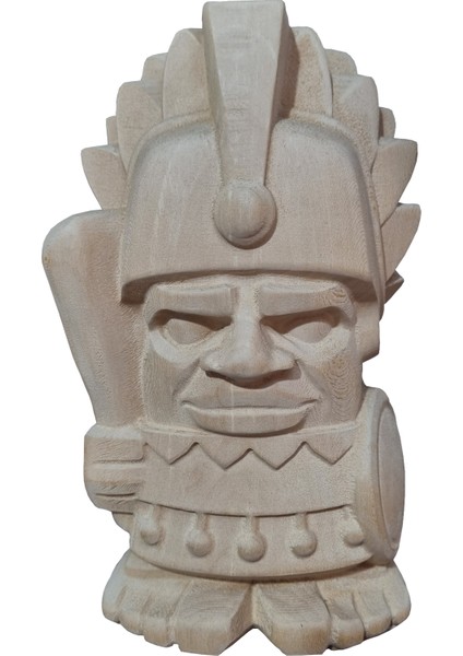 Ahşap Dekoratif Boyanabilir Büst Heykeli Maya Totem