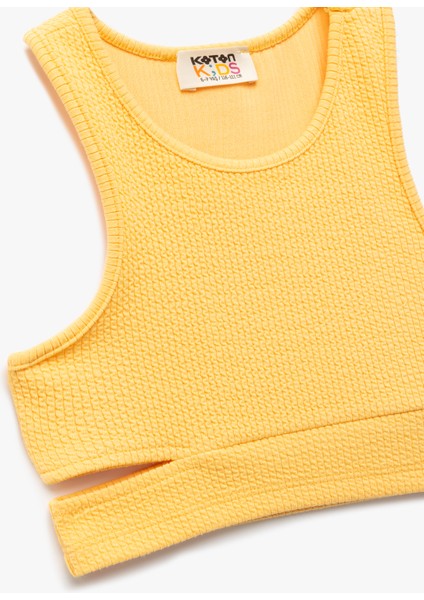 Pencere Detaylı Slim Fit Bürümcük Kolsuz Bisiklet Yaka Crop Atlet modelleri