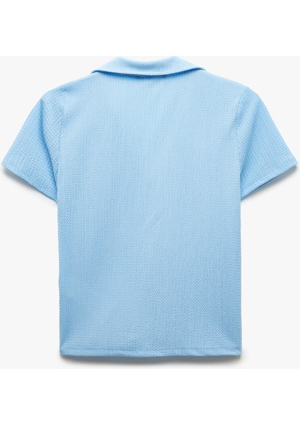 Regular Fit Dokulu Kısa Kollu V Polo Yaka Tişört