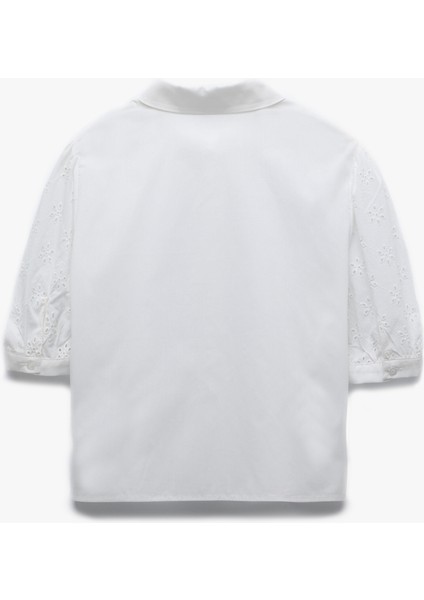 Pamuklu Klasik Yaka Kısa Balon Kollu Fisto Detaylı Poplin Crop Gömlek fiyatları