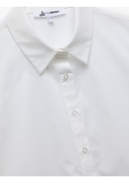 Pamuklu Klasik Yaka Kısa Balon Kollu Fisto Detaylı Poplin Crop Gömlek modelleri