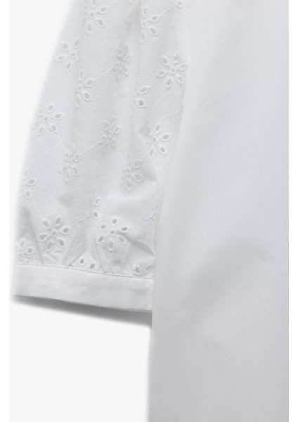 Pamuklu Klasik Yaka Kısa Balon Kollu Fisto Detaylı Poplin Crop Gömlek fırsatları