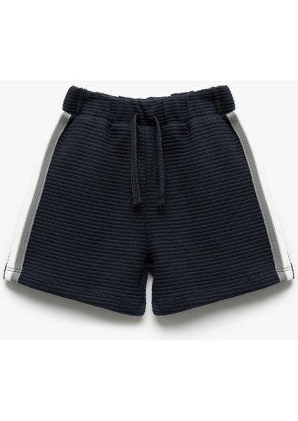 Pamuklu Beli Bağlamalı Dokulu Biye Detaylı Şort