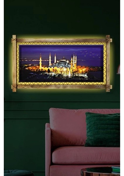 Kanvas Istanbul LED Işıklı Rustik Tablo