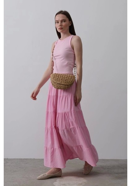 Kat Kat Keten Etek - Şeker Pembe