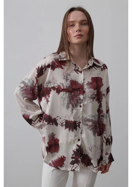 Baskılı Gömlek - Bordo modelleri